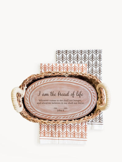 Personalized Bread Warmer & Basket Gift Set with Tea Towel - Bible Oval - The Sunflower Store Co