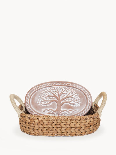 Bread Warmer & Basket - Tree of Life Oval - The Sunflower Store Co