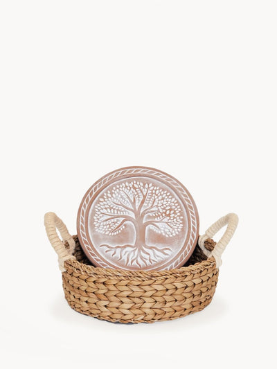 Bread Warmer & Basket - Tree of Life Round - The Sunflower Store Co