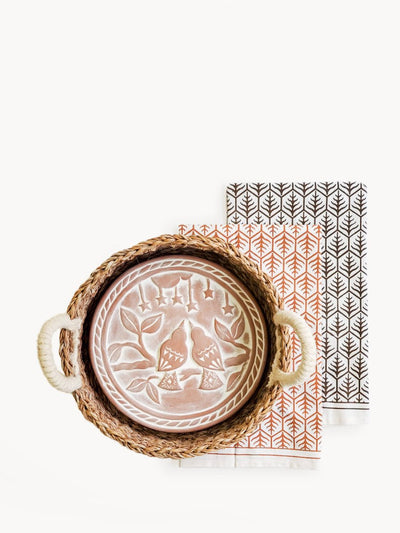 Bread Warmer & Basket Gift Set with Tea Towel - Lovebird Round - The Sunflower Store Co