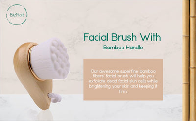 Facial Brush with Bamboo Handle - The Sunflower Store Co