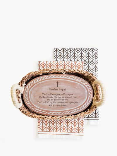 Personalized Bread Warmer & Basket Gift Set with Tea Towel - Bible Oval - The Sunflower Store Co