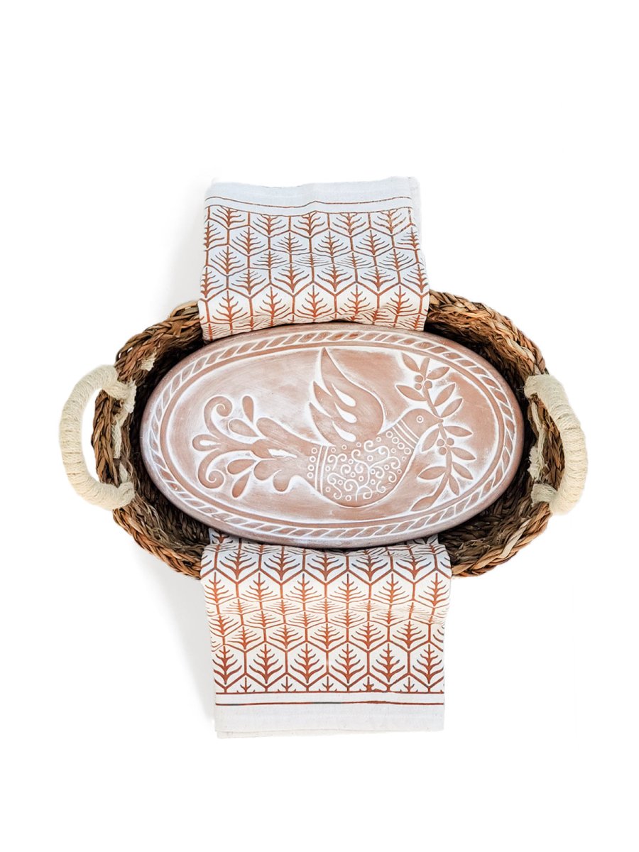 Bread Warmer & Basket Gift Set with Tea Towel - Bird Oval - The Sunflower Store Co