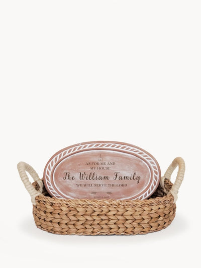 Personalized Bread Warmer & Basket - Bible Oval - The Sunflower Store Co