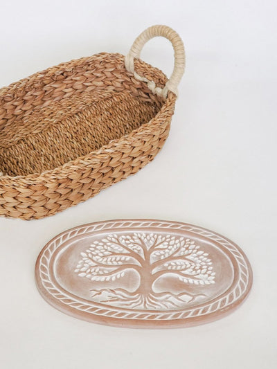 Bread Warmer & Basket - Tree of Life Oval - The Sunflower Store Co