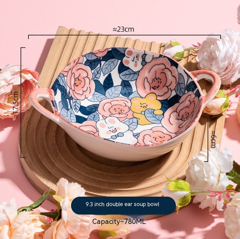 Rose Underglaze Porcelain Household Tableware Large - The Sunflower Store Co