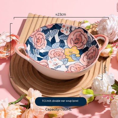 Rose Underglaze Porcelain Household Tableware Large - The Sunflower Store Co