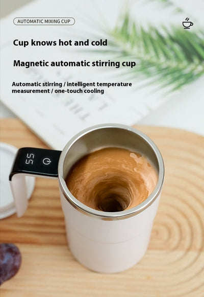 Smart Temperature - measuring Magnetic Automatic Stirring Cup, Electric Portable Coffee Cup, Milkshake Cup, Fitness Protein Shake Powder Cup - The Sunflower Store Co