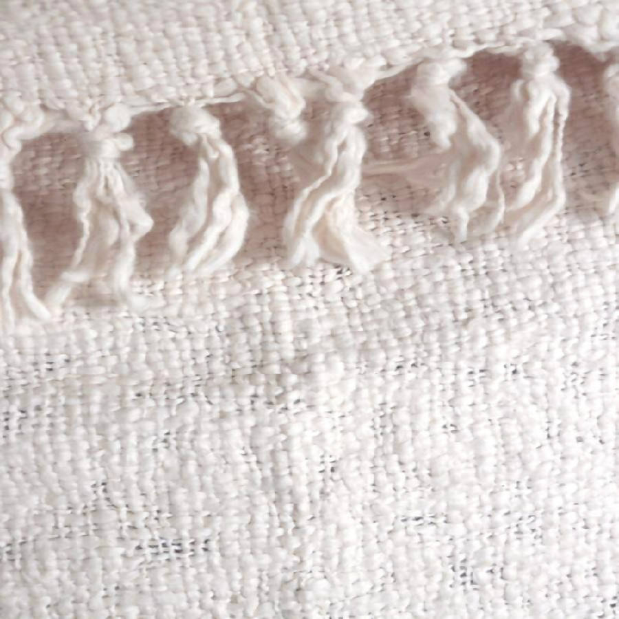 Textured Oxford Throw Blanket Cream - The Sunflower Store Co