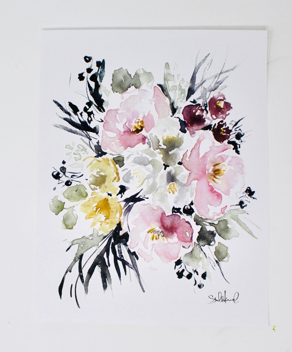 Posy Collection - Light Simple Floral Print - Home Decor, Wall Art, 11x14 - The Sunflower Store Co
