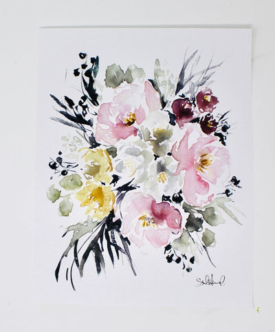Posy Collection - Light Simple Floral Print - Home Decor, Wall Art, 11x14 - The Sunflower Store Co