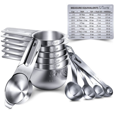 Stainless Steel Measuring Cup and Measuring Spoon 14 - piece Set - The Sunflower Store Co