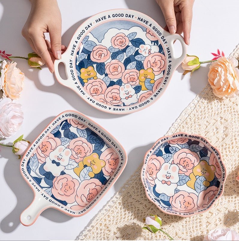Rose Underglaze Porcelain Household Tableware Large - The Sunflower Store Co
