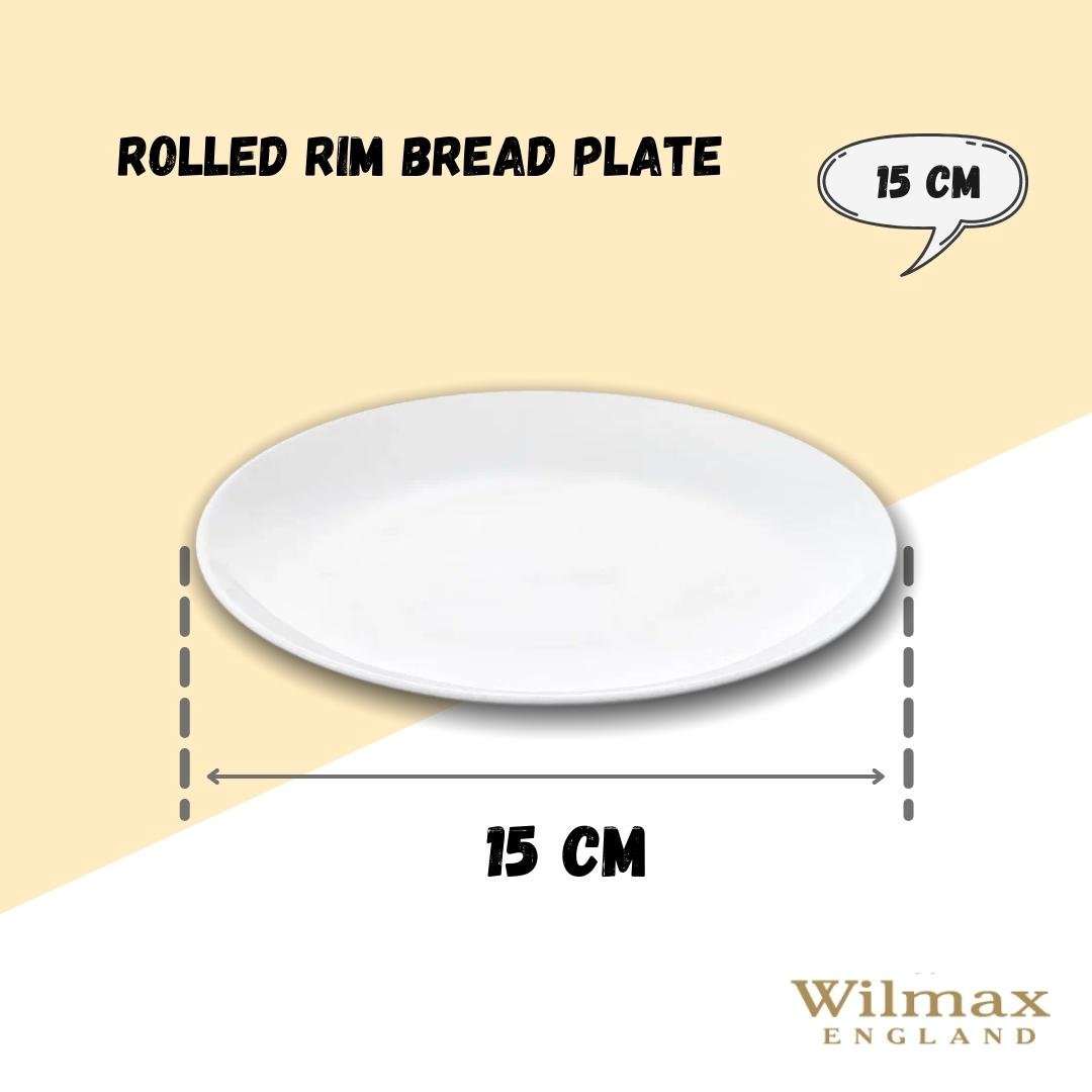 Professional Rolled Rim White Bread Plate 6" inch | 15 Cm - The Sunflower Store Co