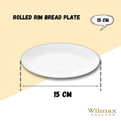Professional Rolled Rim White Bread Plate 6" inch | 15 Cm - The Sunflower Store Co
