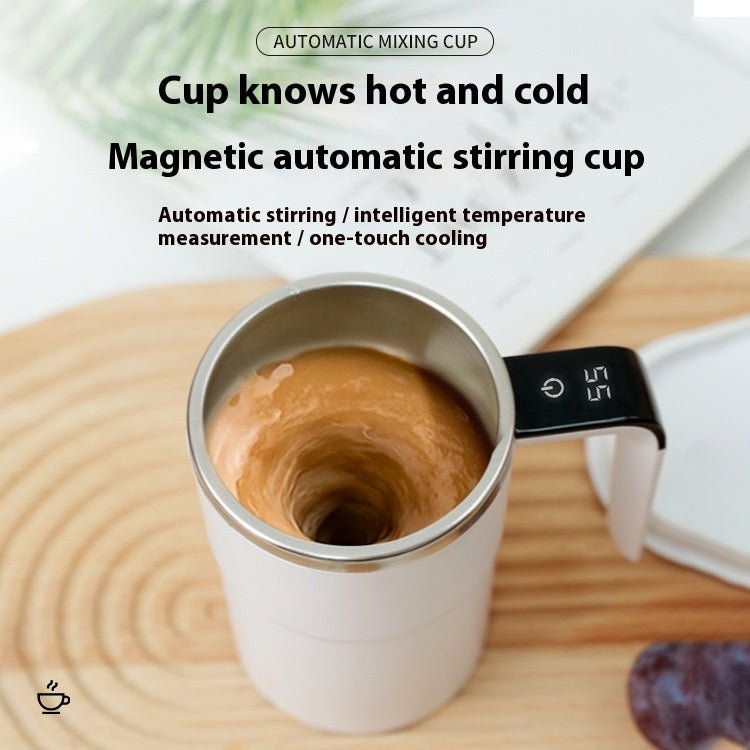 Smart Temperature - measuring Magnetic Automatic Stirring Cup, Electric Portable Coffee Cup, Milkshake Cup, Fitness Protein Shake Powder Cup - The Sunflower Store Co