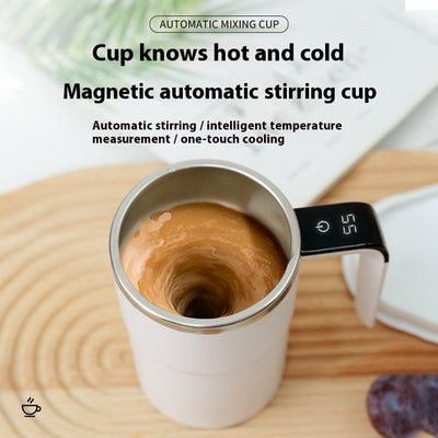 Smart Temperature - measuring Magnetic Automatic Stirring Cup, Electric Portable Coffee Cup, Milkshake Cup, Fitness Protein Shake Powder Cup - The Sunflower Store Co