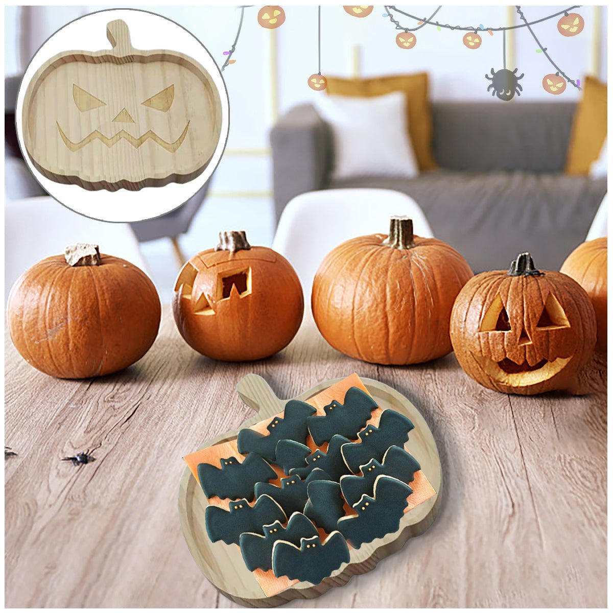 Halloween Wooden Pumpkin Tray Home Decor - The Sunflower Store Co