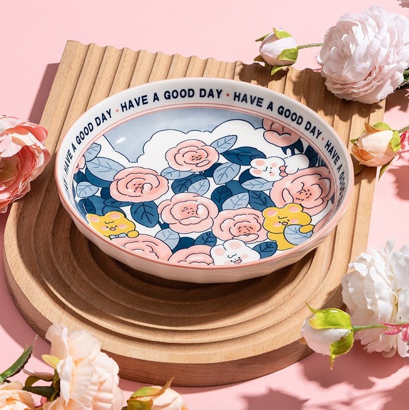 Rose Underglaze Porcelain Household Tableware Large - The Sunflower Store Co