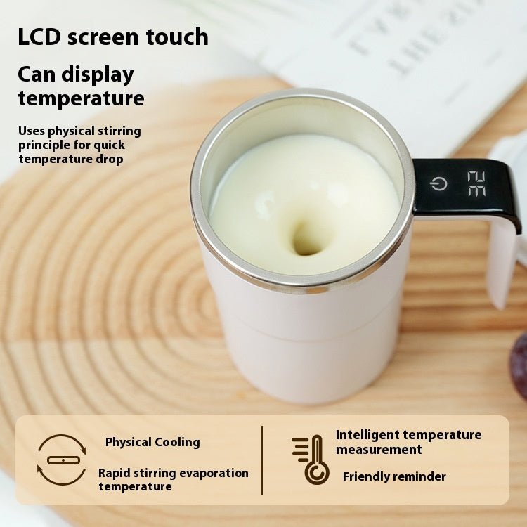 Smart Temperature - measuring Magnetic Automatic Stirring Cup, Electric Portable Coffee Cup, Milkshake Cup, Fitness Protein Shake Powder Cup - The Sunflower Store Co