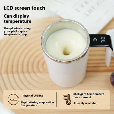 Smart Temperature - measuring Magnetic Automatic Stirring Cup, Electric Portable Coffee Cup, Milkshake Cup, Fitness Protein Shake Powder Cup - The Sunflower Store Co