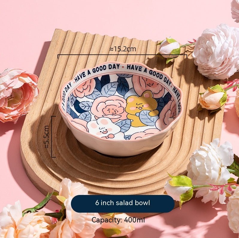 Rose Underglaze Porcelain Household Tableware Large - The Sunflower Store Co