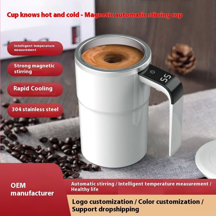 Smart Temperature - measuring Magnetic Automatic Stirring Cup, Electric Portable Coffee Cup, Milkshake Cup, Fitness Protein Shake Powder Cup - The Sunflower Store Co