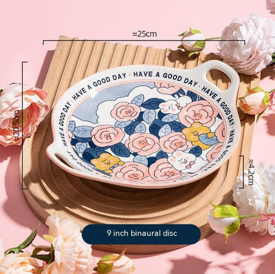 Rose Underglaze Porcelain Household Tableware Large - The Sunflower Store Co