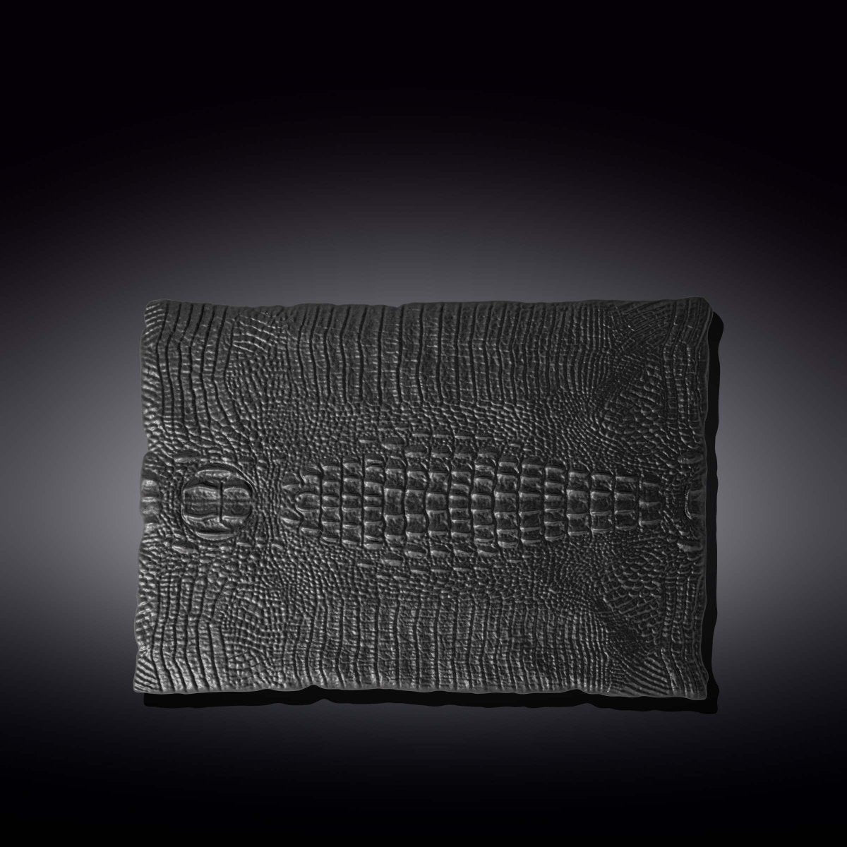 Black Porcelain Slate look Rectangular Serving Dish With Crocodile Skin Texture. 11.75" inch X 8.25" inch - The Sunflower Store Co
