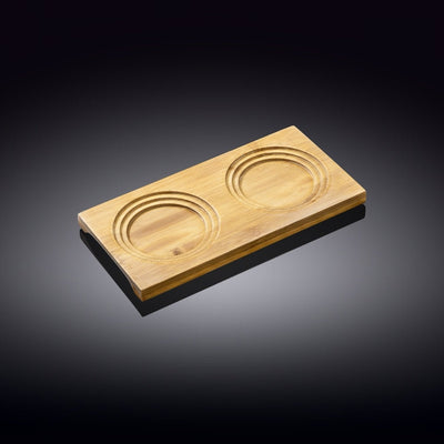 A Set Of 3 Bamboo Double Trays With 6 Doublewalled Thermo Bowls To Match - The Sunflower Store Co