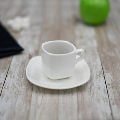 White 3 Oz | 90 Ml Coffee Cup & Saucer - The Sunflower Store Co