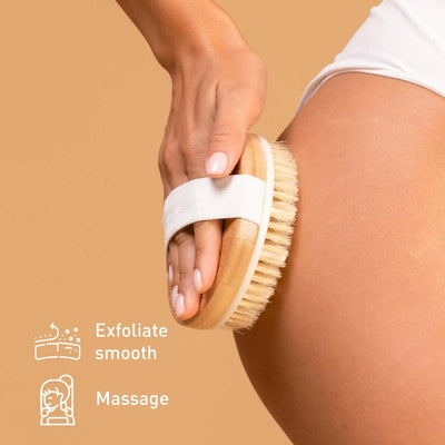 Hair Care and Massage Bundle: Bath Brush and Rubber Massager with Lotus wooden handle + 100% Natural Coconut Oil Hair Mask 10 Oz - The Sunflower Store Co