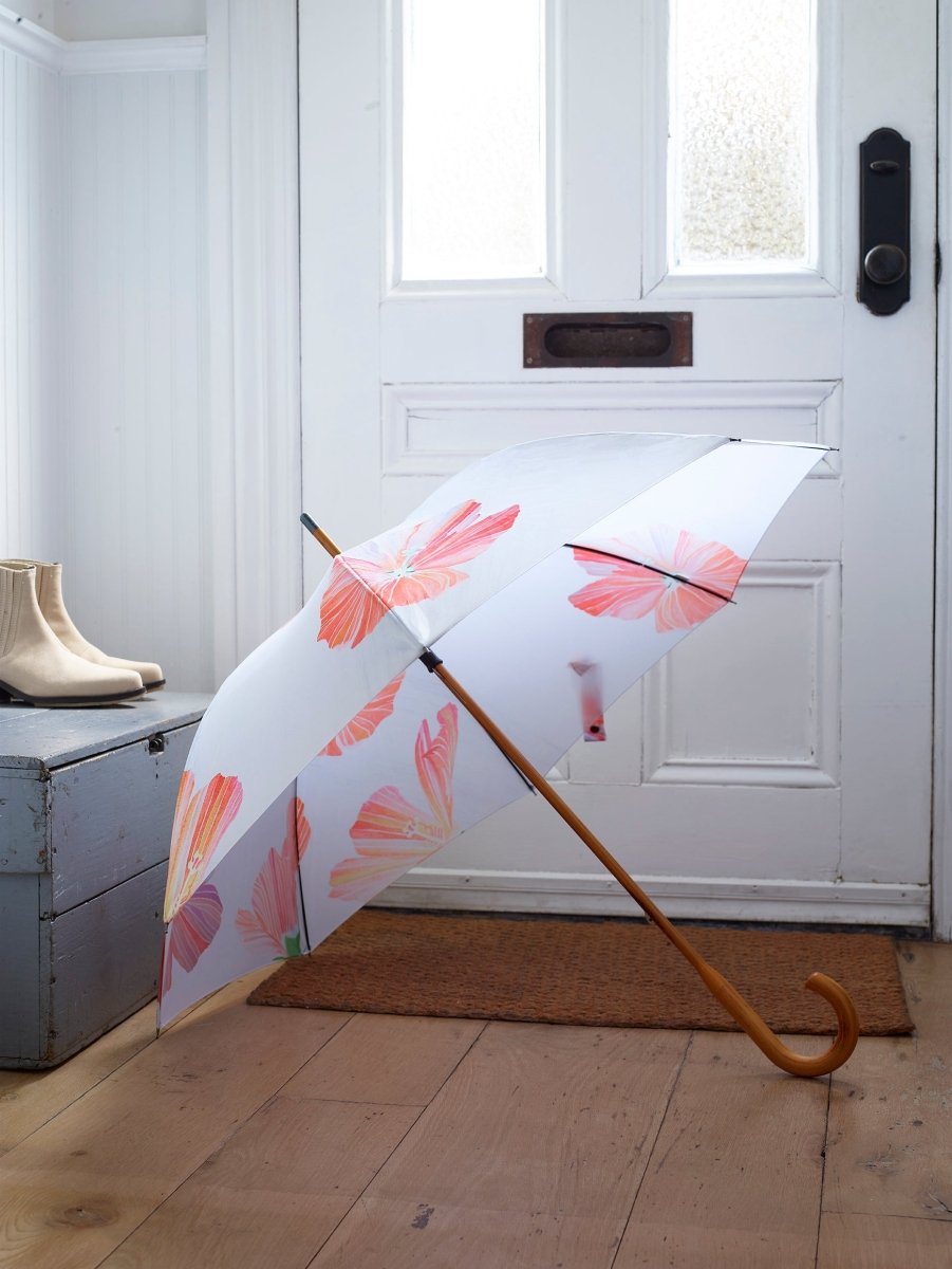 Umbrella: Hibiscus on Snow - The Sunflower Store Co