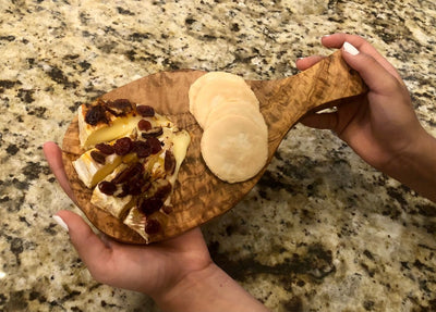Original Olive Wood Cutting Board with Handle - The Sunflower Store Co