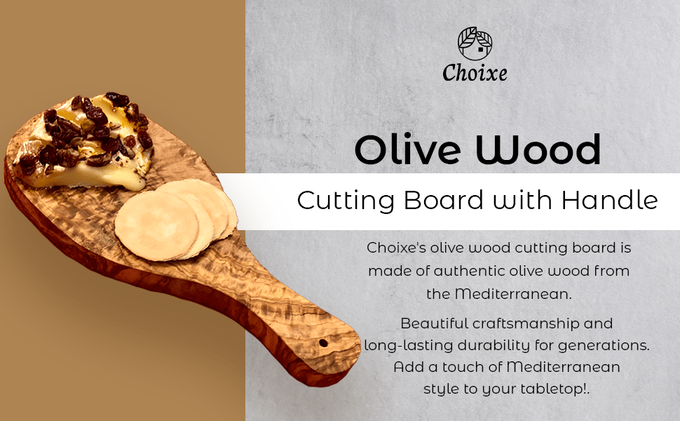 Original Olive Wood Cutting Board with Handle - The Sunflower Store Co