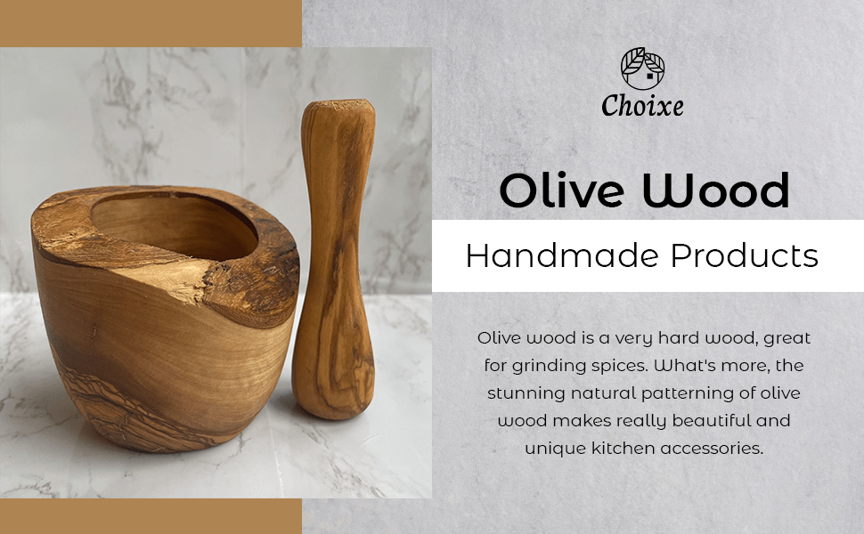 Olive Wood Rustic Mortar and Pestle - The Sunflower Store Co
