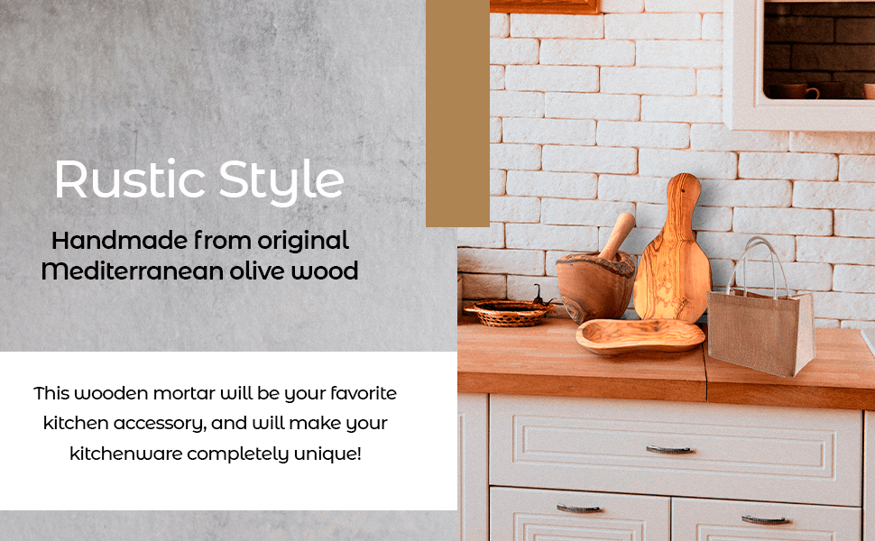 Olive Wood Rustic Mortar and Pestle - The Sunflower Store Co