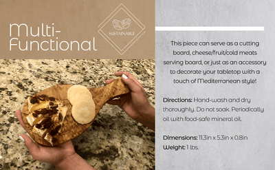 Original Olive Wood Cutting Board with Handle - The Sunflower Store Co