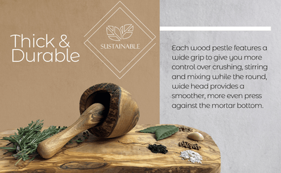 Olive Wood Rustic Mortar and Pestle - The Sunflower Store Co