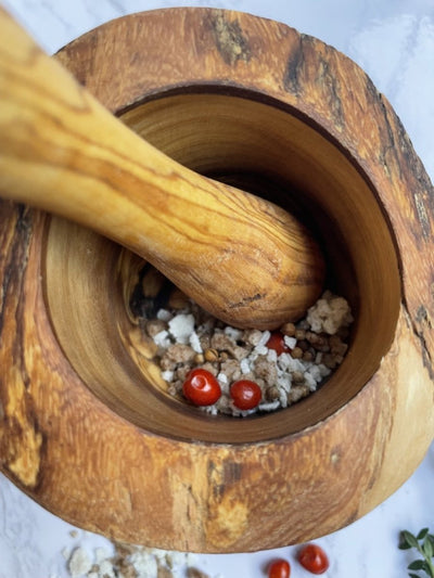 Olive Wood Rustic Mortar and Pestle - The Sunflower Store Co