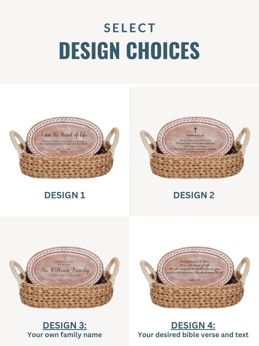 Personalized Bread Warmer & Basket - Bible Oval - The Sunflower Store Co