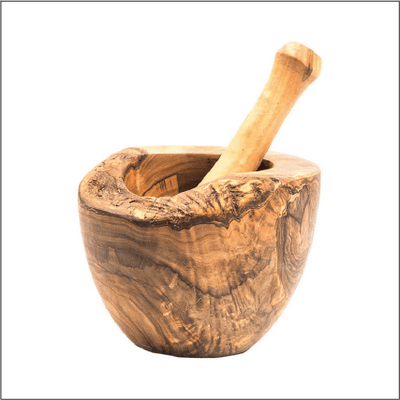 Olive Wood Rustic Mortar and Pestle - The Sunflower Store Co
