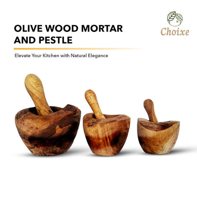 Olive Wood Rustic Mortar and Pestle - The Sunflower Store Co