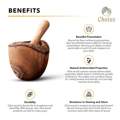 Olive Wood Rustic Mortar and Pestle - The Sunflower Store Co
