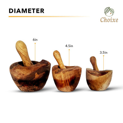 Olive Wood Rustic Mortar and Pestle - The Sunflower Store Co