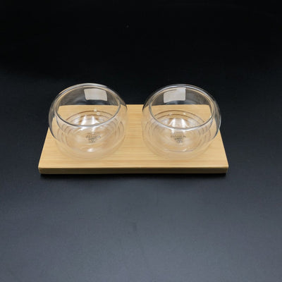 A Set Of 3 Bamboo Double Trays With 6 Doublewalled Thermo Bowls To Match - The Sunflower Store Co