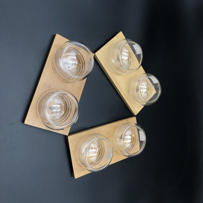 A Set Of 3 Bamboo Double Trays With 6 Doublewalled Thermo Bowls To Match - The Sunflower Store Co