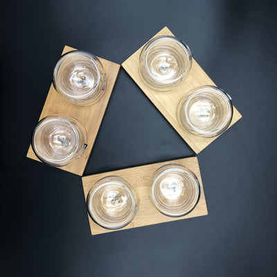 A Set Of 3 Bamboo Double Trays With 6 Doublewalled Thermo Bowls To Match - The Sunflower Store Co