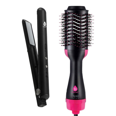 Style - on - the - Go Bundle – Cordless Hair Straightener & One Step Volumizer Brush for Sleek, Voluminous Hair Anytime, Anywhere - The Sunflower Store Co