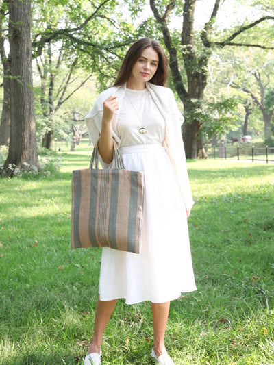 Dora Jute Tote Bag - Pale Green - The Sunflower Store Co